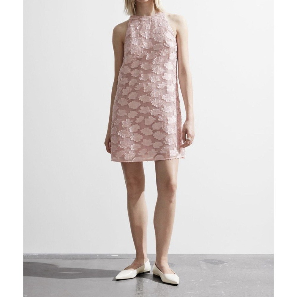 & OTHER STORIES Sleeveless Floral Jacquard Mini Dress A-Line Size 2 NWT Pink